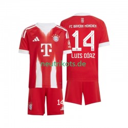 Fußballtrikot FC Bayern München Luis Diaz 14 Kinder Heim 2025-2026 Kurzarm