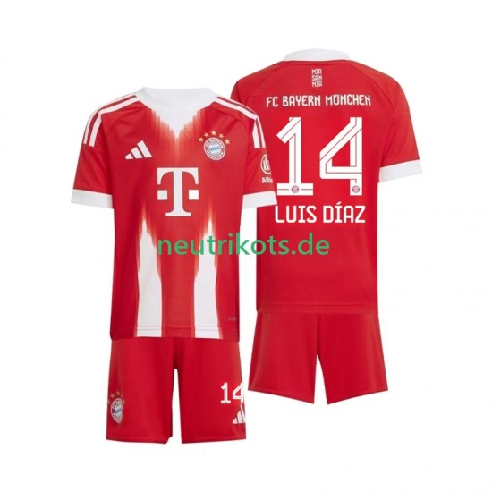 Fußballtrikot FC Bayern München Luis Diaz 14 Kinder Heim 2025-2026 Kurzarm