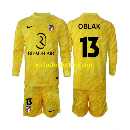 Fußballtrikot Atlético Madrid Jan Oblak 13 Torwart Kinder Ausweich 2024-2025 Langarm
