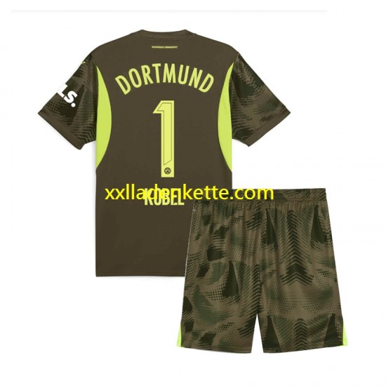 Fußballtrikot Borussia Dortmund Gregor Kobel 1 Torwart Kinder Auswärts 2024-2025 Kurzarm