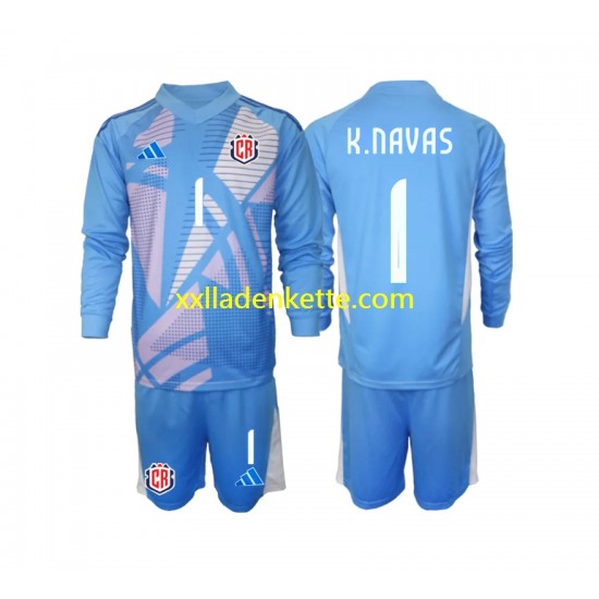 Fußballtrikot Costa Rica Keylor Navas 1 Torwart Kinder Heim 2024 Langarm