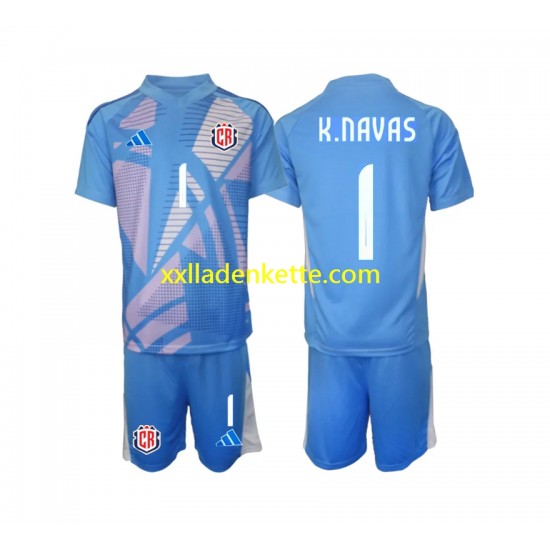 Fußballtrikot Costa Rica Keylor Navas 1 Torwart Kinder Heim 2024 Kurzarm