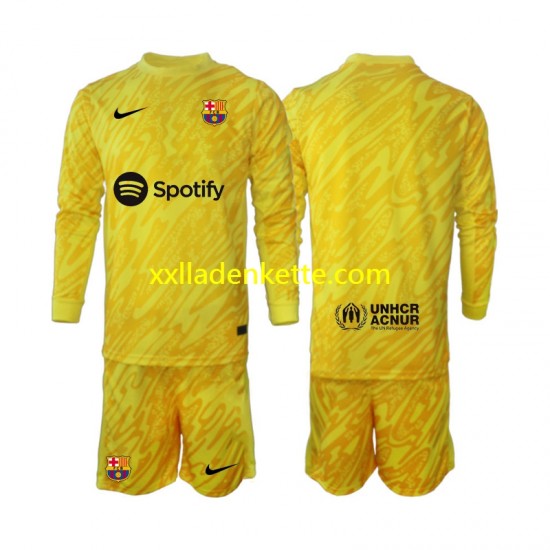 Fußballtrikot FC Barcelona Torwart Kinder Auswärts 2024-2025 Langarm