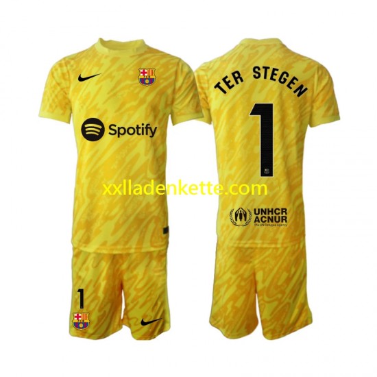 Fußballtrikot FC Barcelona Ter Stegen 1 Torwart Kinder Auswärts 2024-2025 Kurzarm