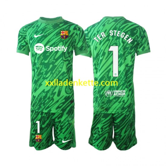 Fußballtrikot FC Barcelona Ter Stegen 1 Torwart Kinder Heim 2024-2025 Kurzarm