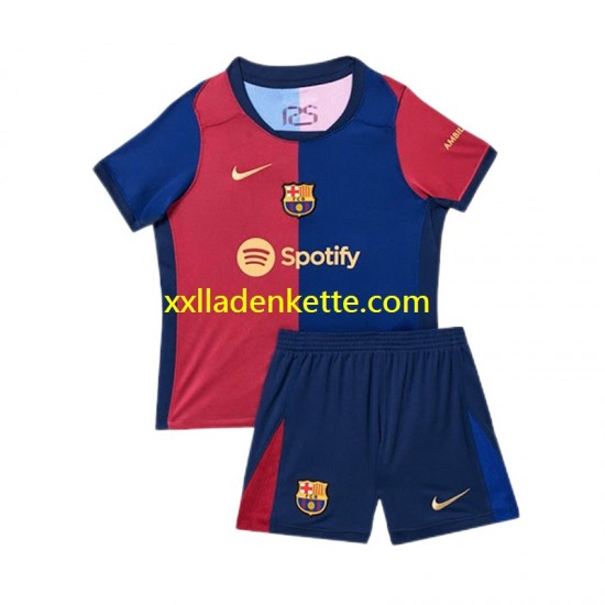 Fußballtrikot FC Barcelona Kinder Heim 2024-2025 Kurzarm