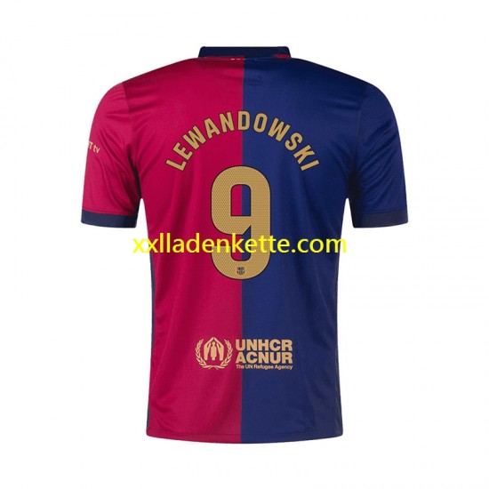 Fußballtrikot FC Barcelona Robert Lewandowski 9 Herren Heim 2024-2025 Kurzarm