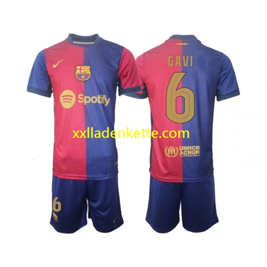 Fußballtrikot FC Barcelona UCL Font Gavi 6 Kinder Heim 2024-2025 Kurzarm