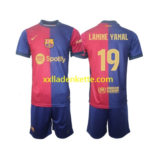 Fußballtrikot FC Barcelona UCL Font Lamine Yamal 19 Kinder Heim 2024-2025 Kurzarm