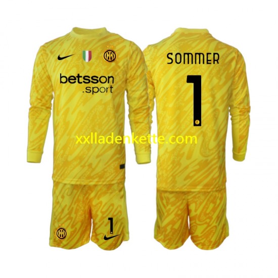 Fußballtrikot Inter Mailand Yann Sommer 1 Torwart Kinder Auswärts 2024-2025 Langarm