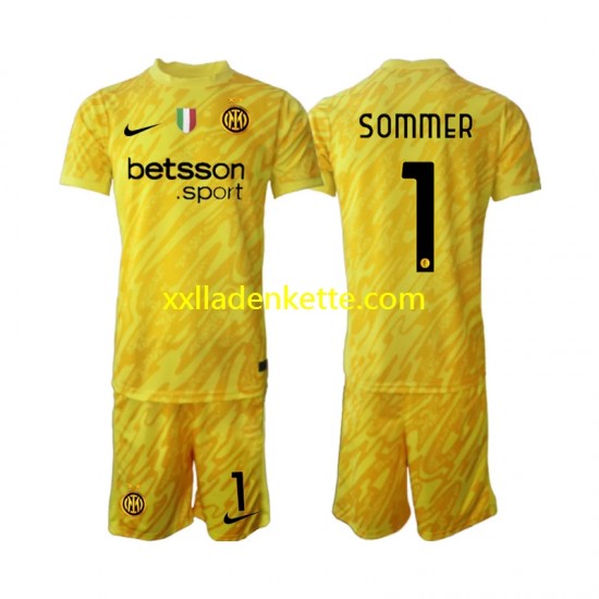 Fußballtrikot Inter Mailand Yann Sommer 1 Torwart Kinder Auswärts 2024-2025 Kurzarm