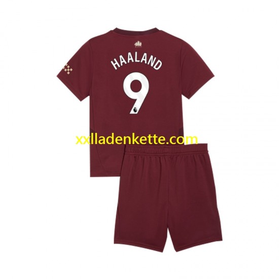 Fußballtrikot Manchester City Erling Haaland 9 Kinder Ausweich 2024-2025 Kurzarm