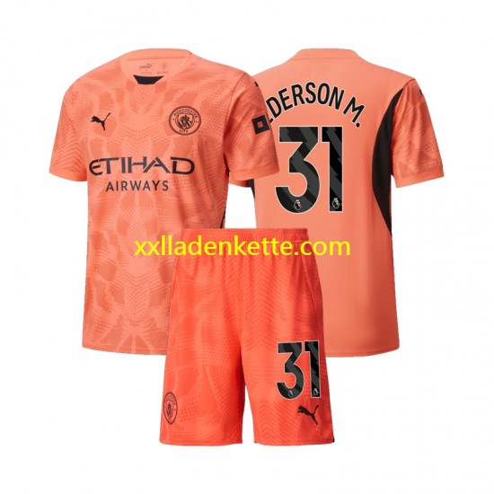 Fußballtrikot Manchester City Ederson M 31 Torwart Kinder Auswärts 2024-2025 Kurzarm