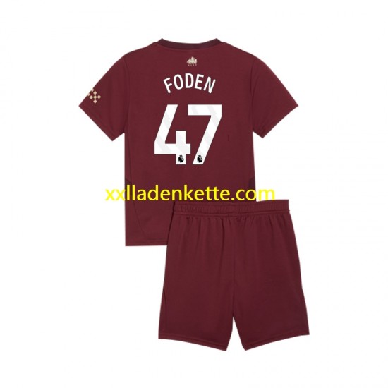 Fußballtrikot Manchester City Phil Foden 47 Kinder Ausweich 2024-2025 Kurzarm