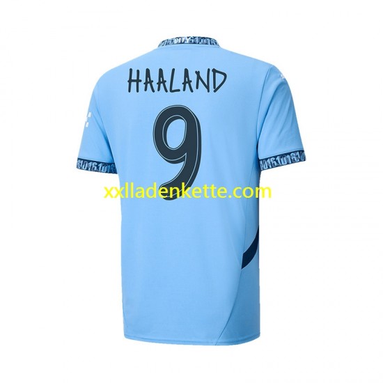 Fußballtrikot Manchester City UCL Font Haaland 9 Herren Heim 2024-2025 Kurzarm