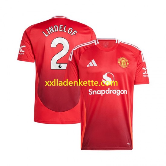 Fußballtrikot Manchester United Victor Lindelof 2 Herren Heim 2024-2025 Kurzarm