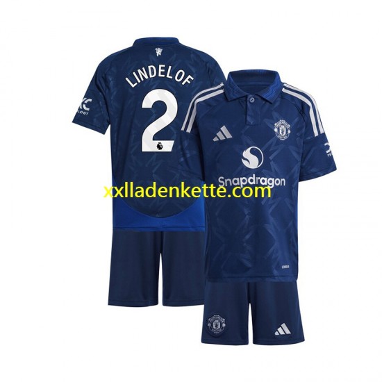 Fußballtrikot Manchester United Victor Lindelof 2 Kinder Auswärts 2024-2025 Kurzarm