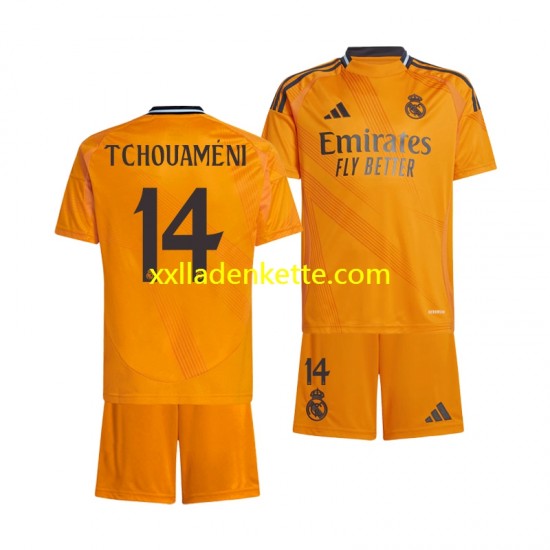 Fußballtrikot Real Madrid Tchouameni 14 Kinder Auswärts 2024-2025 Kurzarm