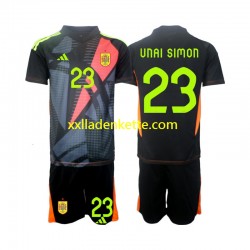 Fußballtrikot Spanien Unai Simon 23 Torwart Kinder Auswärts Euro 2024 Kurzarm