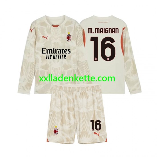 Fußballtrikot AC Mailand Mike Maignan 16 Torwart Kinder Ausweich 2024-2025 Langarm