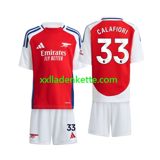 Fußballtrikot Arsenal Calafiori 33 Kinder Heim 2024-2025 Kurzarm