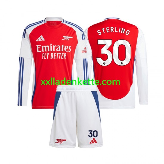 Fußballtrikot Arsenal Raheem Sterling 30 Kinder Heim 2024-2025 Langarm