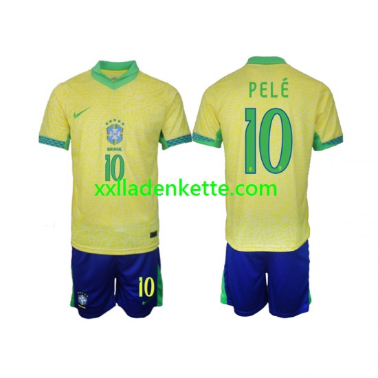 Fußballtrikot Brasilien PELE 10 Kinder Heim 2024 Kurzarm