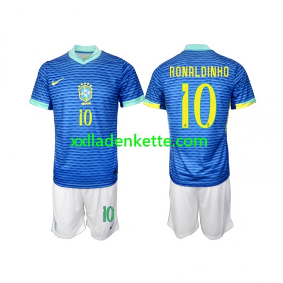 Fußballtrikot Brasilien Ronaldinho 10 Kinder Auswärts 2024 Kurzarm