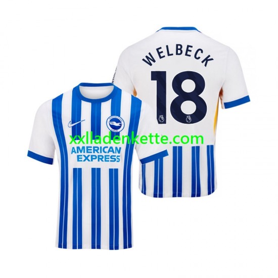 Fußballtrikot Brighton Hove Albion WELBECK 18 Herren Heim 2024-2025 Kurzarm