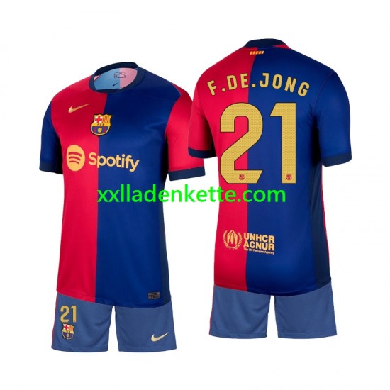 Fußballtrikot FC Barcelona Frenkie de Jong 21 Kinder Heim 2024-2025 Kurzarm
