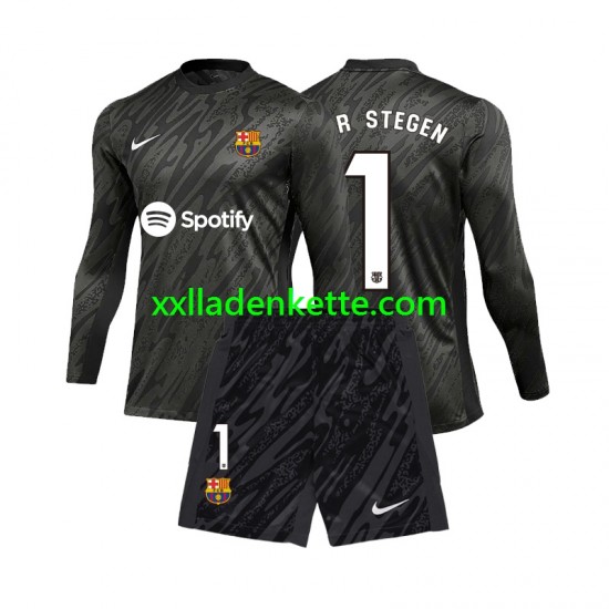 Fußballtrikot FC Barcelona Ter Stegen 1 Torwart Kinder Ausweich 2024-2025 Langarm