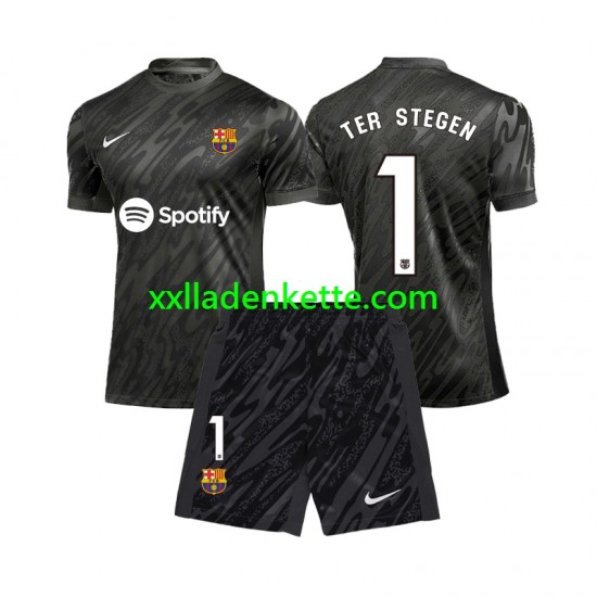 Fußballtrikot FC Barcelona Ter Stegen 1 Torwart Kinder Ausweich 2024-2025 Kurzarm