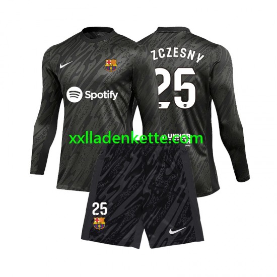 Fußballtrikot FC Barcelona Wojciech Szczesny 25 Torwart Kinder Auswärts 2024-2025 Langarm