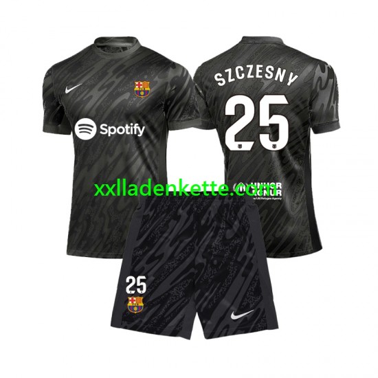 Fußballtrikot FC Barcelona Wojciech Szczesny 25 Torwart Kinder Auswärts 2024-2025 Kurzarm