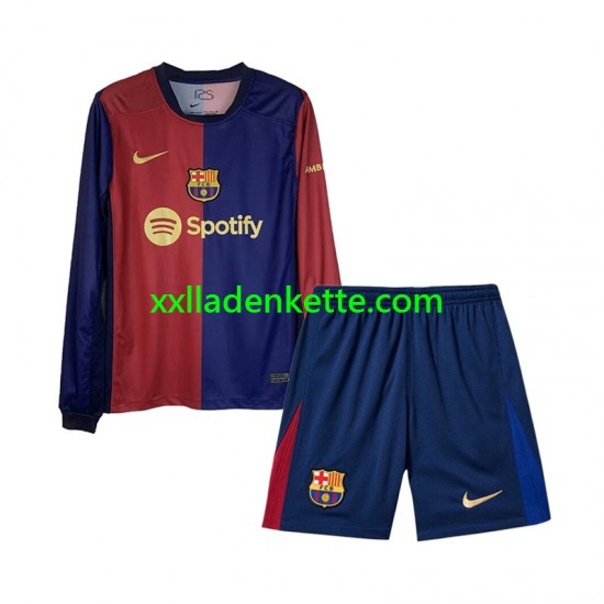 Fußballtrikot FC Barcelona Kinder Heim 2024-2025 Langarm