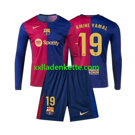 Fußballtrikot FC Barcelona Lamine Yamal 19 Kinder Heim 2024-2025 Langarm