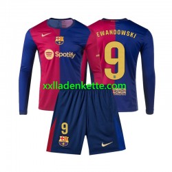 Fußballtrikot FC Barcelona Lewandowski 9 Kinder Heim 2024-2025 Langarm