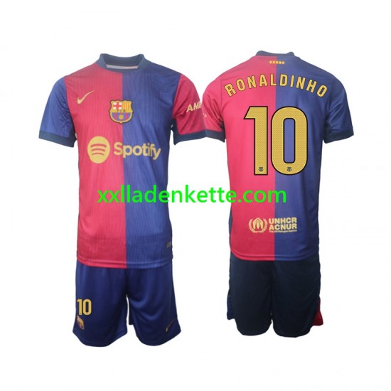 Fußballtrikot FC Barcelona Ronaldinho 10 Kinder Heim 2024-2025 Langarm