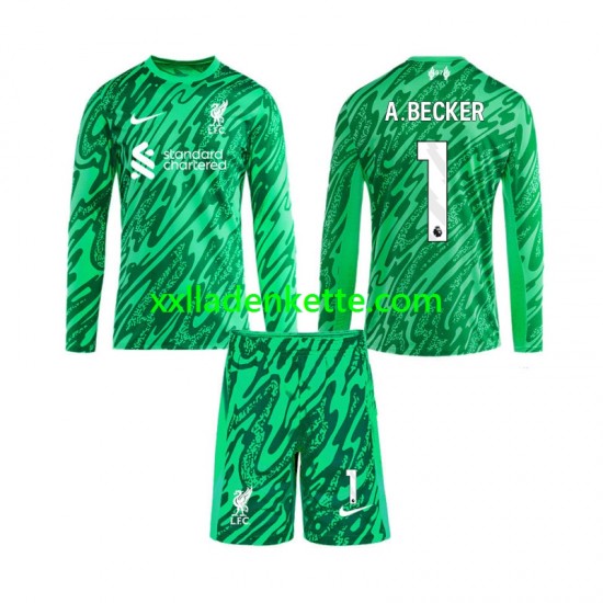 Fußballtrikot Liverpool Alisson Becker 1 Torwart Kinder Auswärts 2024-2025 Langarm