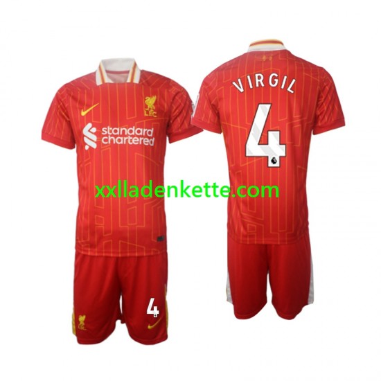Fußballtrikot Liverpool Virgil 4 Kinder Heim 2024-2025 Kurzarm