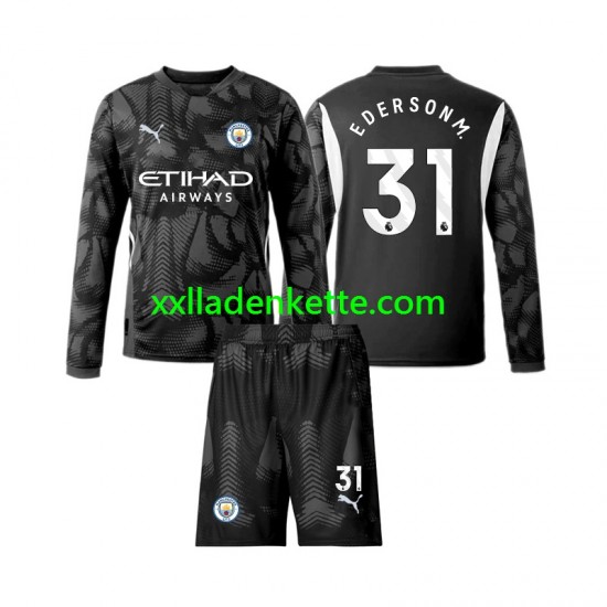 Fußballtrikot Manchester City Ederson Moraes 31 Torwart Kinder Viertes 2024-2025 Langarm