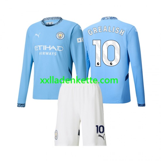 Fußballtrikot Manchester City Jack Grealish 10 Kinder Heim 2024-2025 Langarm