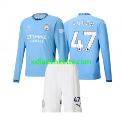 Fußballtrikot Manchester City Phil Foden 47 Kinder Heim 2024-2025 Langarm