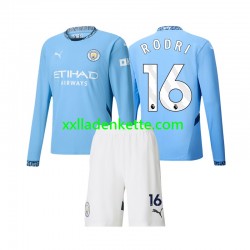 Fußballtrikot Manchester City Rodri 16 Kinder Heim 2024-2025 Langarm