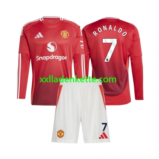 Fußballtrikot Manchester United Cristiano Ronaldo 7 Kinder Heim 2024-2025 Langarm