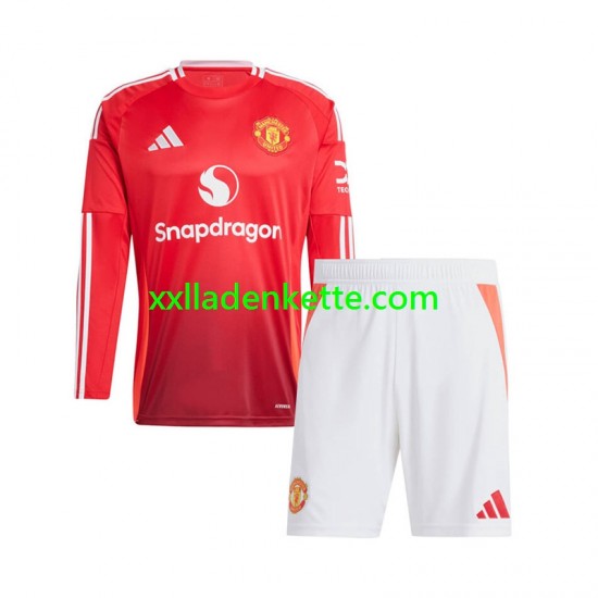 Fußballtrikot Manchester United Kinder Heim 2024-2025 Langarm