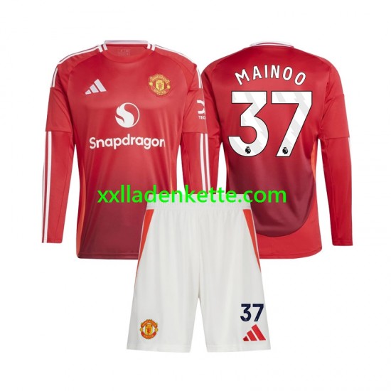Fußballtrikot Manchester United Kobbie Mainoo 37 Kinder Heim 2024-2025 Langarm