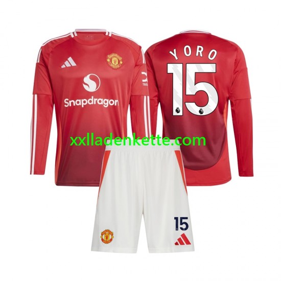 Fußballtrikot Manchester United Leny Yoro 15 Kinder Heim 2024-2025 Langarm