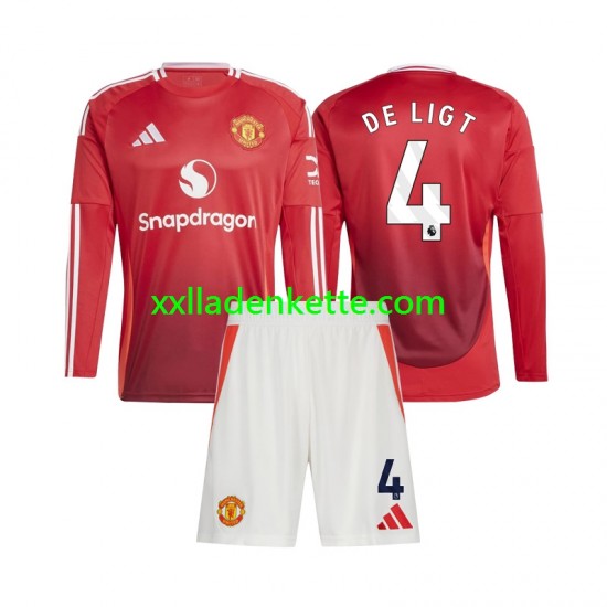 Fußballtrikot Manchester United Matthijs de Ligt 4 Kinder Heim 2024-2025 Langarm