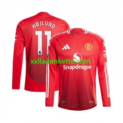 Fußballtrikot Manchester United Rasmus Hojlund 11 Herren Heim 2024-2025 Langarm